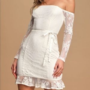 NWT LulusTies to My Heart Ivory Lace Mini Dress